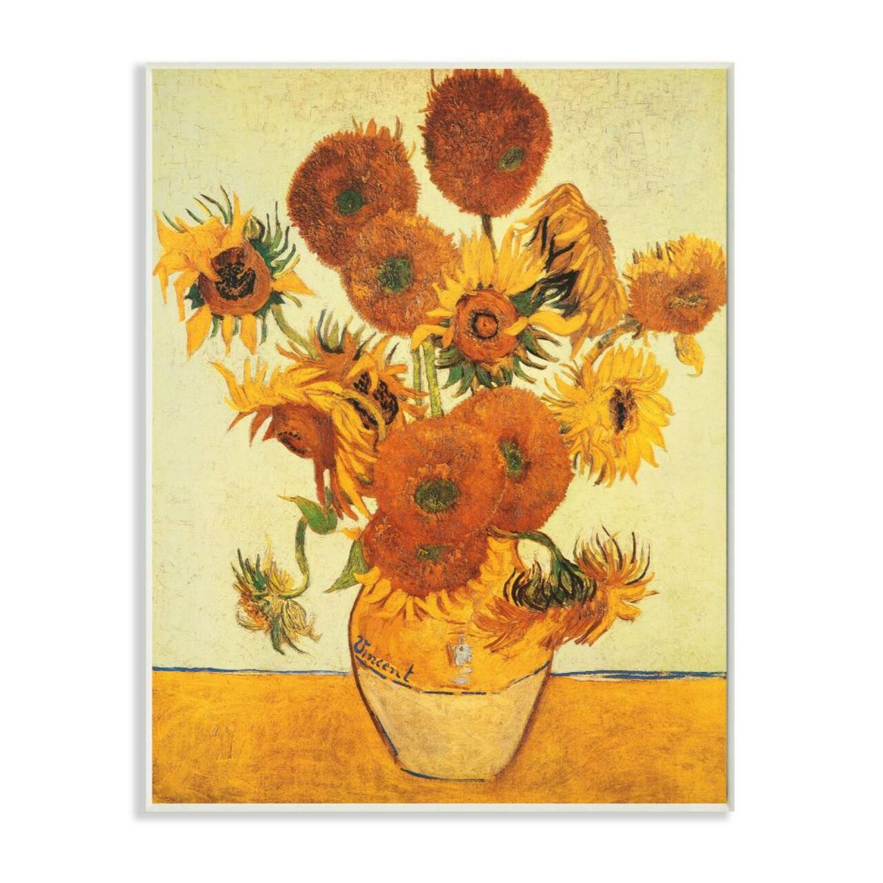 Stupell Industries Van Gogh Sunflowers Wooden Wall Plaque